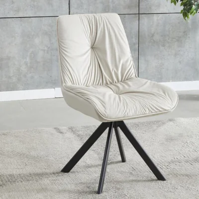 Scaun Mistyc, design modern cu tapiterie catifelata, picioare metalice rezistente, 52x43x83 cm, bej