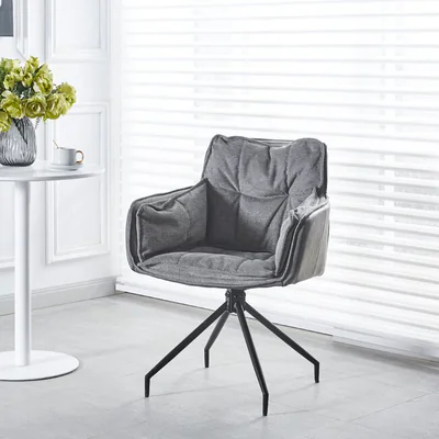 Scaun Tisso, ergonomic cu tapiterie catifelata, picioare metalice rezistente, 61x48x85 cm, gri