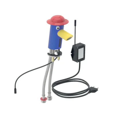 Baterie lavoar pentru copii, cu senzor, alimentare la retea, multicolor albastru galben rosu, pipa fixa 8 cm, Geberit Bambini