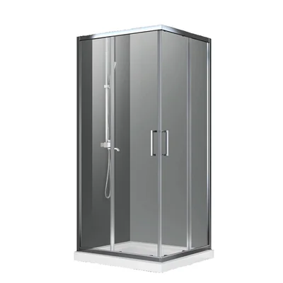 Cabina dus patrata crom 80x80 cm, Mediterraneo, Hector