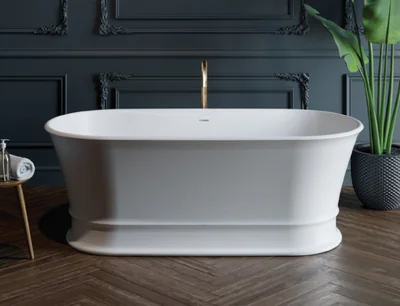 Cada baie freestanding ovala, compozit, cu preaplin, 170 x 84 cm, Foglia Clasic Elegante