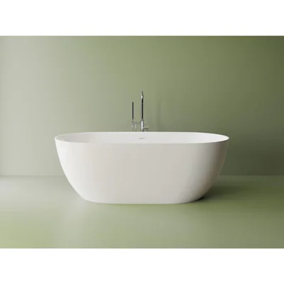 Cada freestanding compozit Marmite Lagos, 150 x 73 cm cm, ovala, alb lucios, cu preaplin.