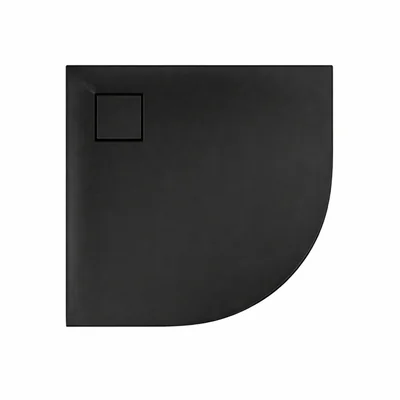 Cadita dus semirotunda 90x90x4 cm, negru mat, Cersanit Tako Slim