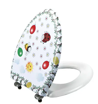 Capac wc pentru toaleta copii, alb cu imprimeu colorat, duroplast, Sapho Kid