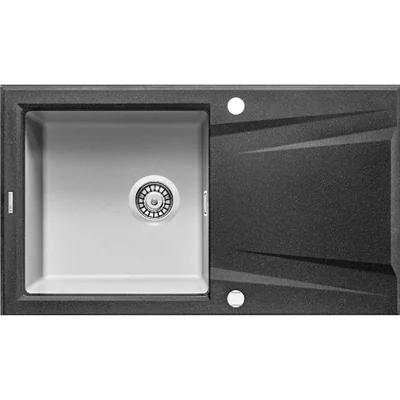 Chiuveta bucatarie hibrid din granit, culoare grafit gri, Deante Prime