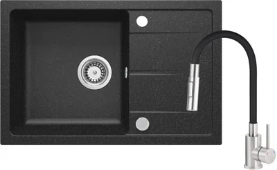 Chiuveta din granit cu baterie, 67x44x16.4 cm, grafit, Deante Leda