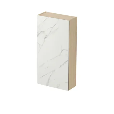 Dulap baie suspendat Cersanit Inverto, o usa placata cu ceramica CALACATTA, 40 cm, finisaj stejar, montat