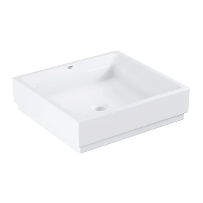 Lavoar baie pe blat alb 50 cm, patrat, Grohe Cube Ceramic Pure Guard