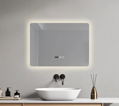 Oglinda baie 80x60 cm, cu iluminare LED, functie dezaburire si intrerupator touch, Belform Atlantis