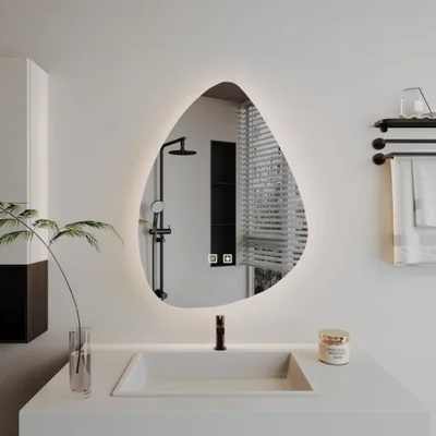 Oglinda baie lacrima cu 2 functii 40x60 cm, forma neregulata, Basic Touch