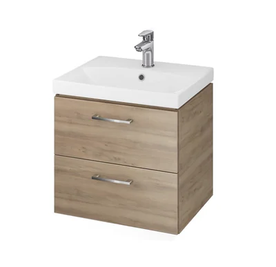 Set dulap baie suspendat 50 cm Lara , nuc, cu lavoar inclus, Cersanit