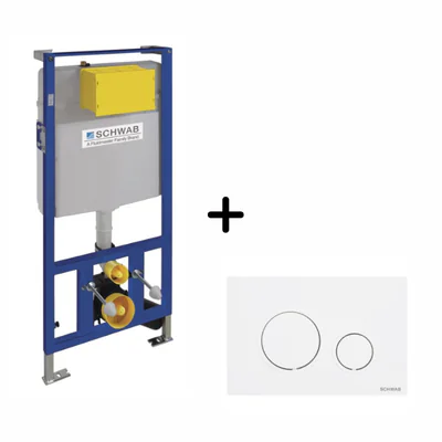 Set rezervor incastrat cu clapeta de actionare alba, Schwab