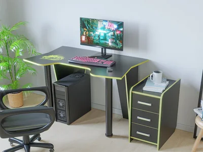 Set birou PC cu noptiera KL 9.1 Wenge Galben