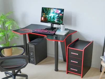 Set birou PC cu noptiera KL 9.1 Wenge Rosu