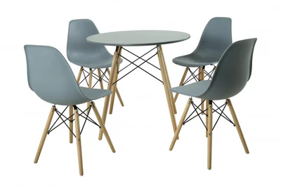 Set masa DA151Grey cu 4 Scaune 80x75 cm DA232 Grey 46x55x83 cm