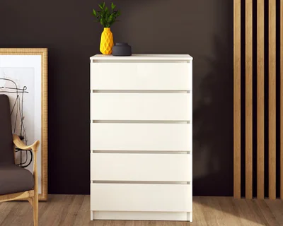 Comoda Aria 5 sertare Alb 70x40x112 cm