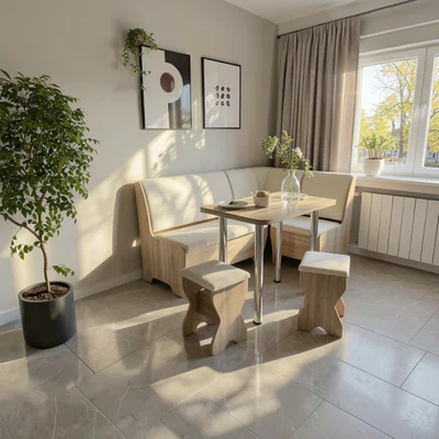 Set coltar bucatarie Tunis cu masa si 2 tabureti Sonoma Fildes