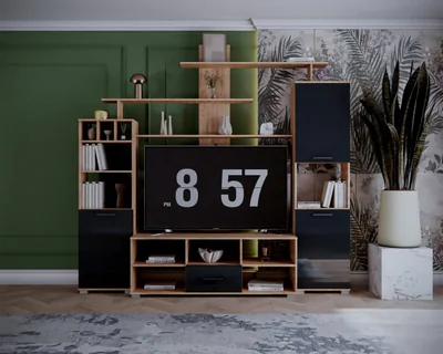 Set living Geo 247x45x210 cm stejar k003 antracit