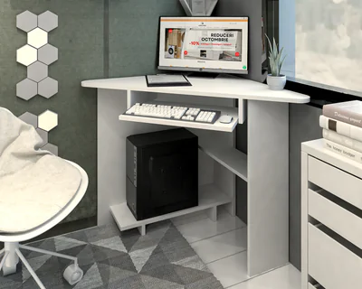 birou pe colt su15 ro alb 76x76x75 cm