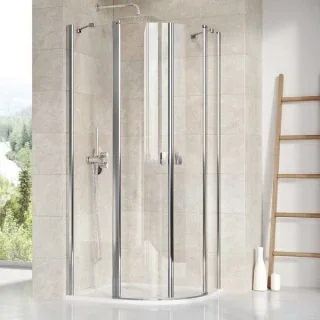 Cabina dus semirotunda Ravak Chrome 80x80xH195 cm, profil crom slefuit lucios