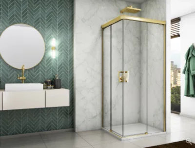 Cabina dus culisanta SanSwiss Cadura CAE2, 100x100xH200 cm profil auriu