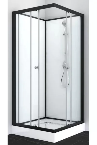 Cabina dus Sanotechnik Uni2, 90x90xH205 cm profil negru-mat