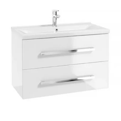 Baza lavoar suspendat Defra Granada 2 sertare 79.9x39.8 cm alb lucios