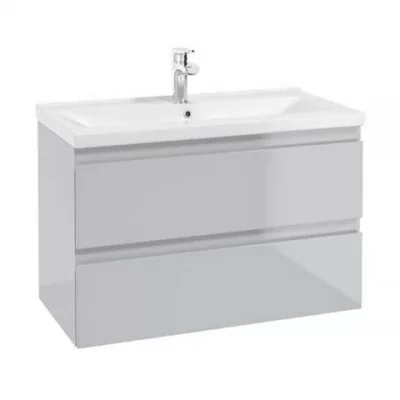 Baza lavoar suspendat Defra Como 2 sertare 79.9x40 cm gri-deschis lucios