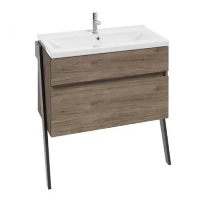 Baza lavoar pe pardoseala Defra Op-Arty 2 sertare 83.5x40.2 cm nuc rockford natur