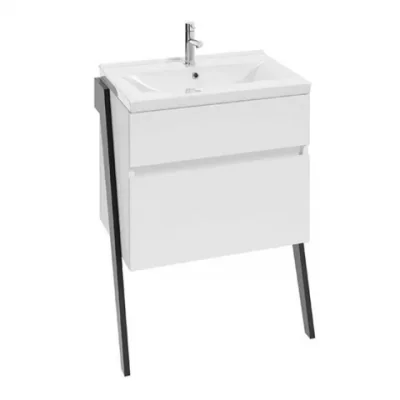 Baza lavoar pe pardoseala Defra Op-Arty 2 sertare 63.5x40.2 cm alb lucios