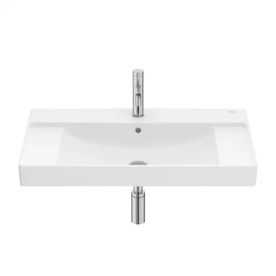 Lavoar suspendat Roca Ona 80x46 cm Fineceramic alb mat cu polite laterale