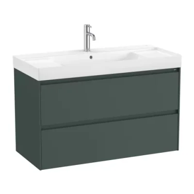 Set PROMO mobilier baza si lavoar cu 2 polite Roca Ona Unik 2 sertare 100x46 cm verde mat