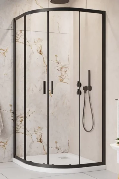 Set PROMO Cabina dus Radaway Alienta A Black 90x90 cm cu cadita si sifon