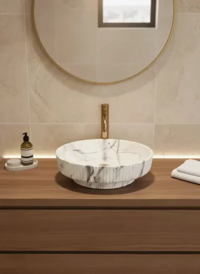 Lavoar ceramic rotund - design marmorat A746-P818M