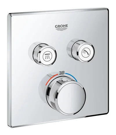 Baterie dus cu 2 iesiri, Grohe Smartcontrol, parte aparenta, patrat, cu termostat-29124000
