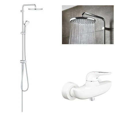 Coloana dus Grohe Tempesta 250+baterie cabina dus Grohe Eurostyle alb,maner decupat (33590ls3,26675000)