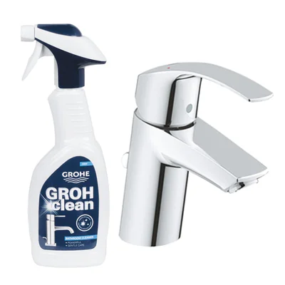Pachet solutie curatat baterii baie si bucatarie Grohe, plus baterie lavoar Grohe Eurosmart, marimea S ( 48166000, 33265002)