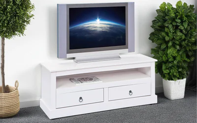 Comoda TV Provence 3, Inter Link, 118x39x45 cm, lemn, alb