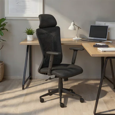 Scaun de birou XL Administrator, Inter Link, 52x50x128-133 cm, rotativ, poliester, negru