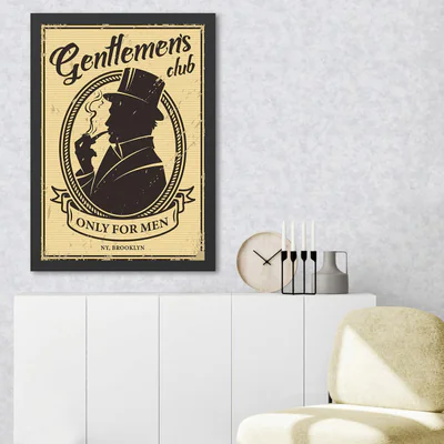 Tablou decorativ, Gentlemen's Club (55 x 75), Polistiren, Galben/Negru
