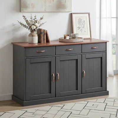 Comoda Luzerna 4.1, Inter Link, 131x45x86 cm, lemn, gri/sepia