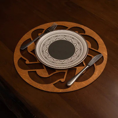 Set de covorase de masa din lemn, Hermia, 790PYN1111, Dimensiune: 36 x 36 cm (4 bucati), Maro