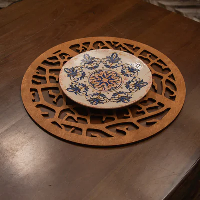 Set de covorase de masa din lemn, Hermia, 790PYN1103, Dimensiune: 36 x 36 cm (4 bucati), Maro