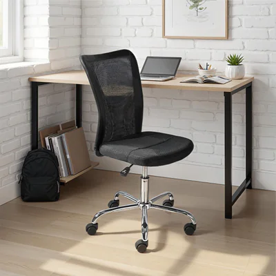 Scaun de birou pentru copii Bonnie, Inter Link, 43x42x88-98 cm, rotativ, metal/poliuretan, negru