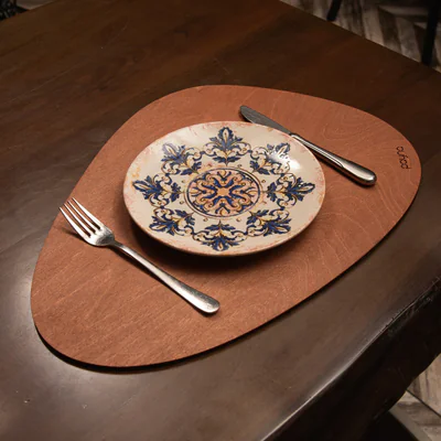 Set de covorase de masa din lemn, Hermia, 790PYN1128, Dimensiune: 33 x 45 cm (4 bucati), Roz