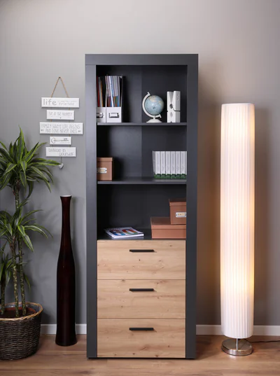 Biblioteca Corbeto, Inter Link, 68.6x41.6x190 cm, lemn, antracit/natur