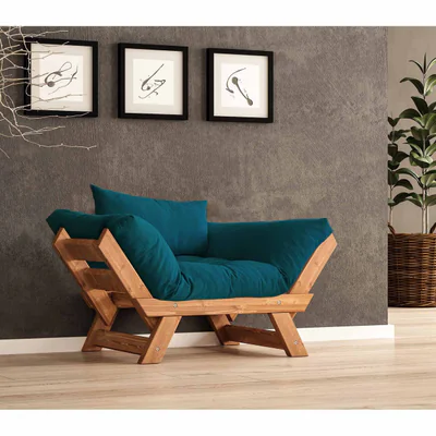 Fotoliu de gradina, Hanah Home, CPT8158-140, Teak / Verde Petrol