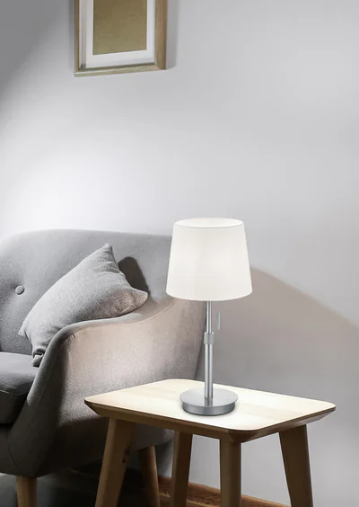 Lampa de masa Lyon, TRIO, 25.5x56 cm, 60W, 1x E27, metal, nichel mat/alb