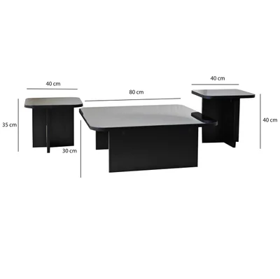 Set masute de cafea, Hanah Home, Jazz, Negru / Fume