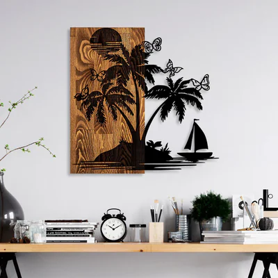 decoratiune de perete holiday i sland dimensiune 57 x 58 cm nuc negru